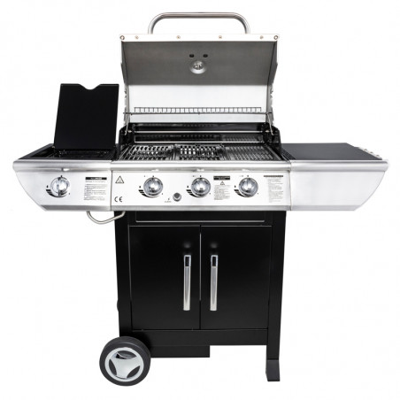 Barbecue gaz avec couvercle de cuisson et réchaud latéral Barbecue gaz avec couvercle de cuisson et réchaud latéral