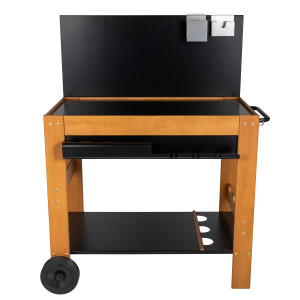 Desserte Extérieur Bois Halong Avec Crédence - 87x47cm - 2 Roues - Pour Plancha, Cuisine D'extérieur