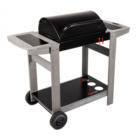 Barbecue charbon de bois avec couvercle de protection fermé Barbecue charbon de bois avec couvercle de protection fermé