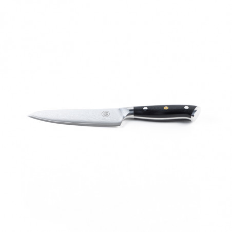 Couteau utilitaire de 5" avec sa lame en acier damas de notre gamme signature