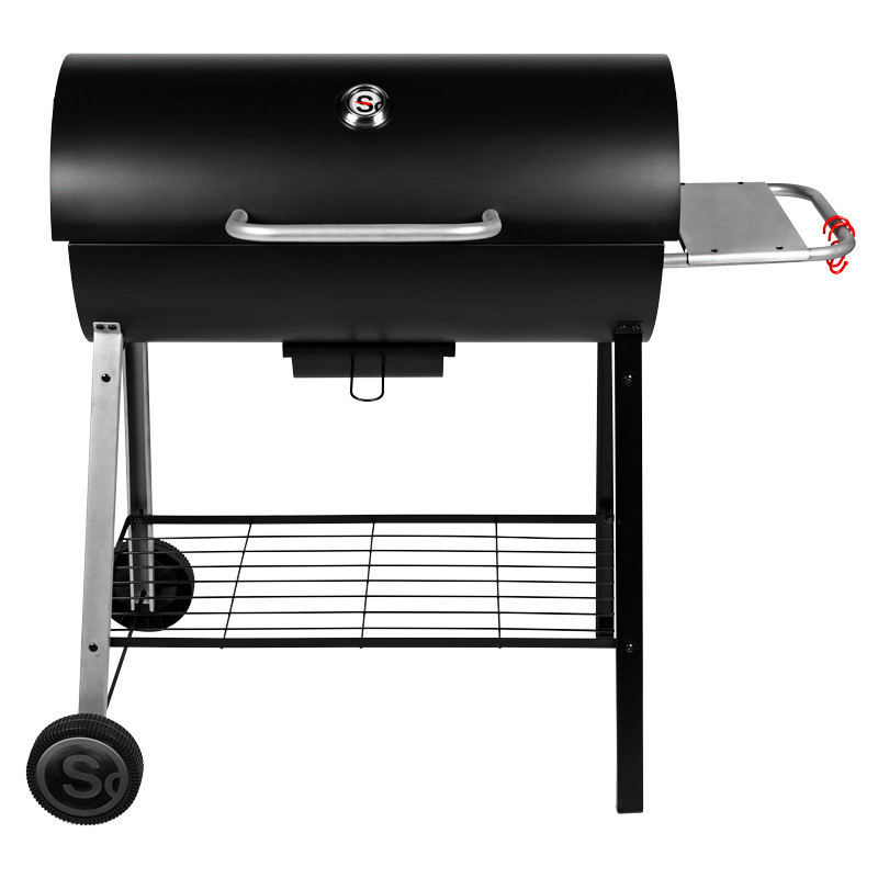 Barbecue charbon de bois tonneau avec couvercle fermé