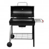 Barbecue charbon de bois tonneau avec couvercle ouvert