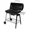 Barbecue charbon de bois tonneau avec couvercle ouvert
