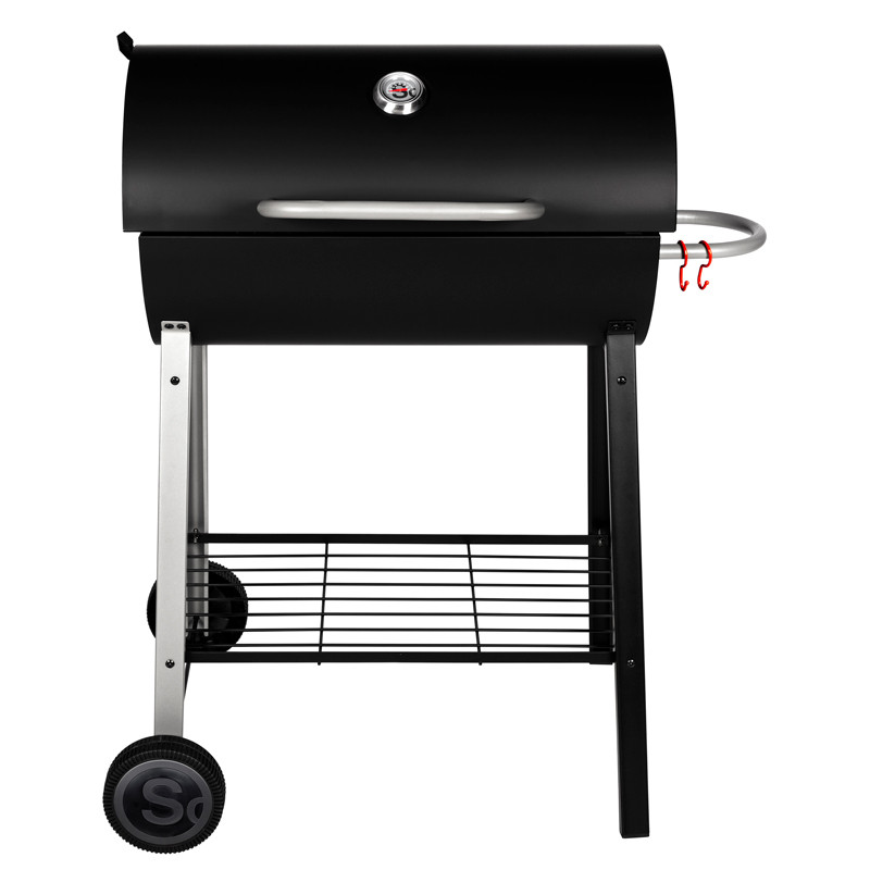 Barbecue charbon de bois tonneau avec couvercle fermé