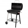 Barbecue charbon de bois tonneau avec couvercle ouvert