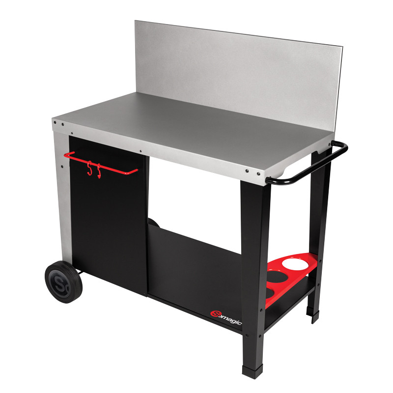 Desserte sur chariot acier pour plancha