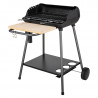 barbecue charbon de bois option tournebroche ou grille avec soufflerie et planche en bois amovible