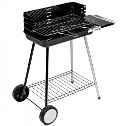 Barbecue à charbon de bois avec cuve en acier avec hauteur de grille réglable