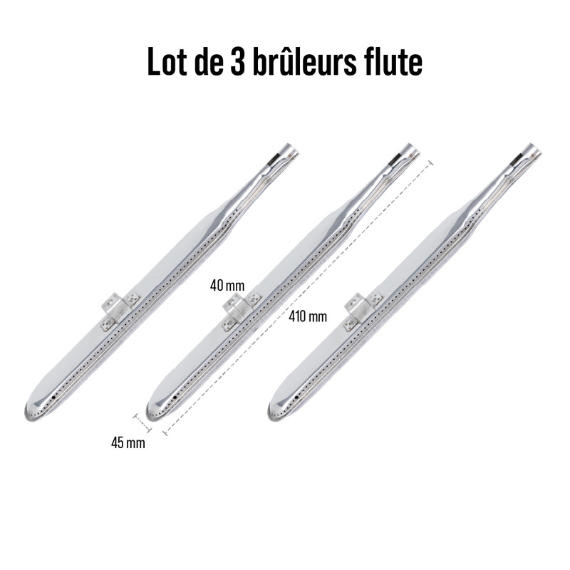 Lot de 3 Brûleurs flûte Inox