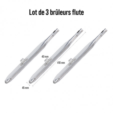 Lot de 3 Brûleurs flûte Inox