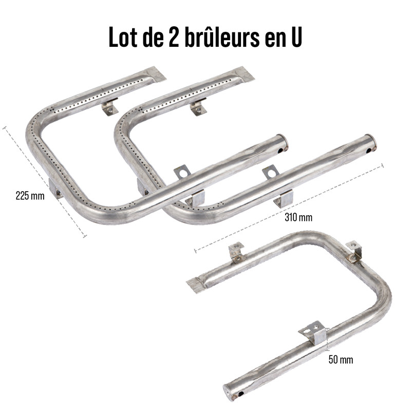 Lot de 2 Brûleurs en U INOX