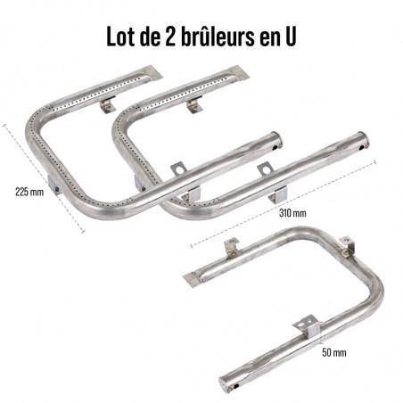 Lot de 2 Brûleurs en U INOX