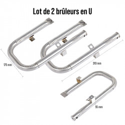 Lot de 2 Brûleurs en U INOX