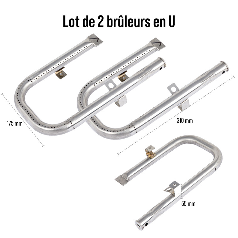 Lot de 2 Brûleurs en U INOX