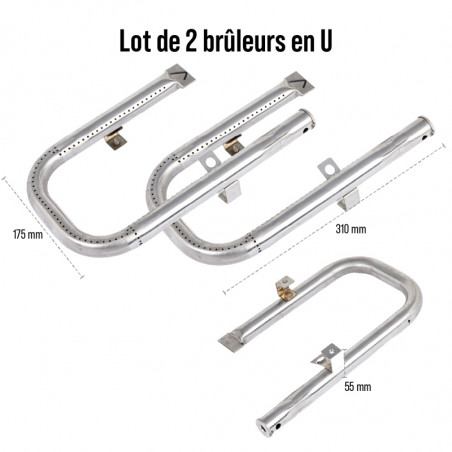 Lot de 2 Brûleurs en U INOX