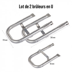 Lot de 2 Brûleurs en U inox