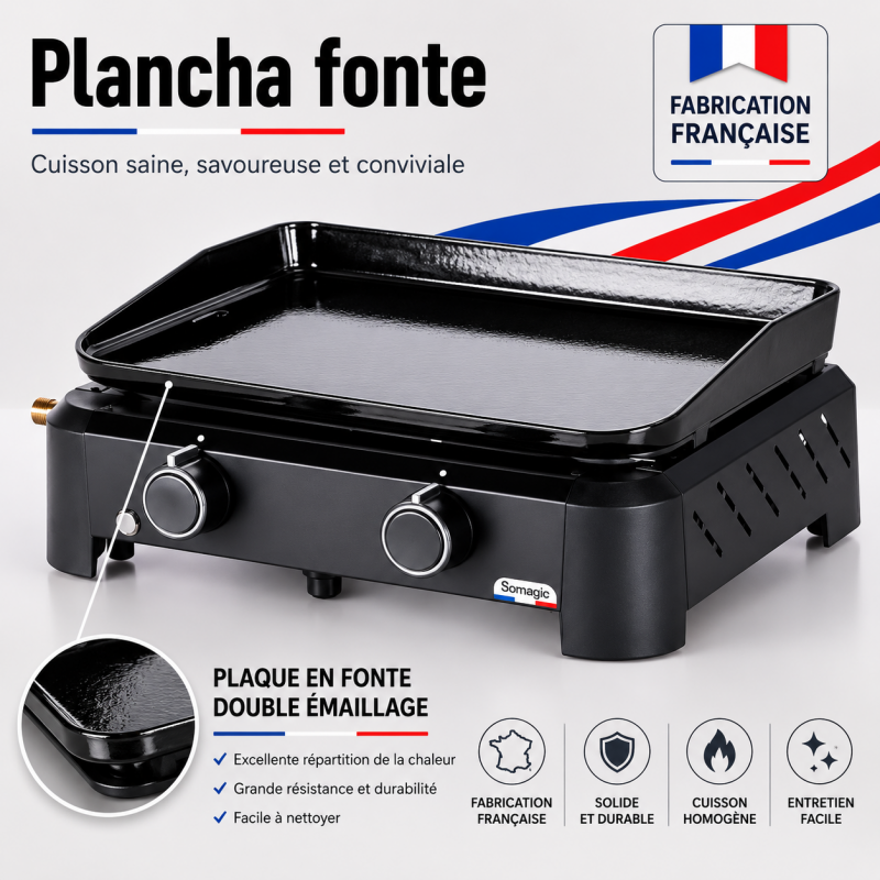 plancha plaque fonte émaillé
