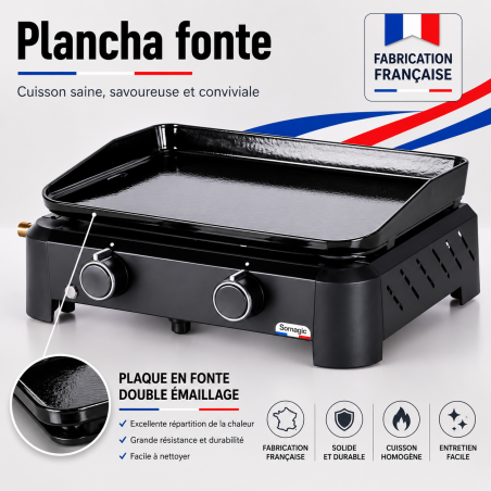 plancha plaque fonte émaillé