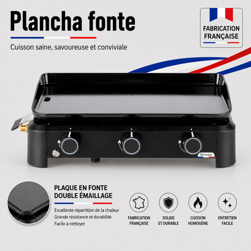 plancha plaque fonte émaillée