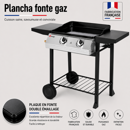 Plancha fonte gaz