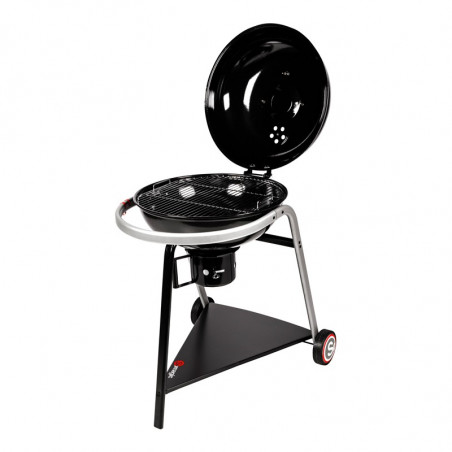 Barbecue charbon de bois avec couvercle de cuisson ouvert Barbecue charbon de bois avec couvercle de cuisson ouvert