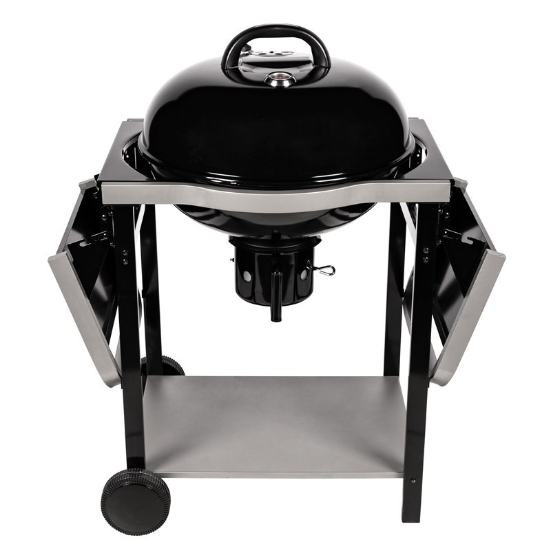 Barbecue charbon de bois avec tablettes latérales pliées