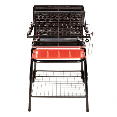 Barbecue Charbon de Bois Encastrable en Acier + Tournebroche 54 x 70 cm