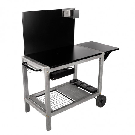 Desserte sur chariot bois pour plancha Desserte sur chariot bois pour plancha