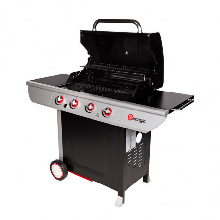 Barbecue gaz avec couvercle de cuisson ouvert Barbecue gaz avec couvercle de cuisson ouvert