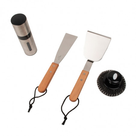 Spatule, grattoir, spray à huile, brosse pour plancha Spatule, grattoir, spray à huile, brosse pour plancha
