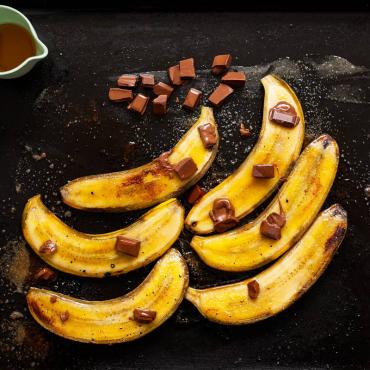Bananes flambées et chocolat au lait