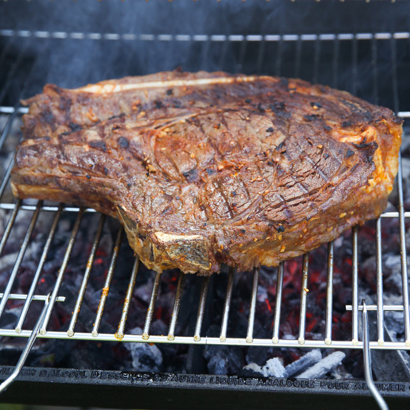 Côte de bœuf marinée, sauce gorgonzola et mascarpone