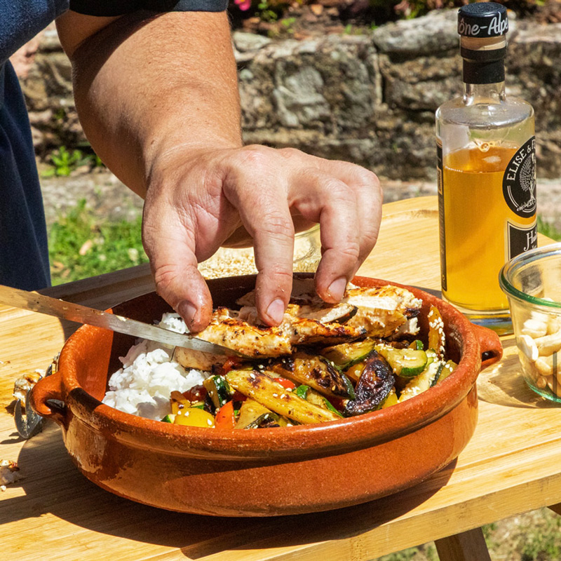 Poulet cajun avec riz et légumes