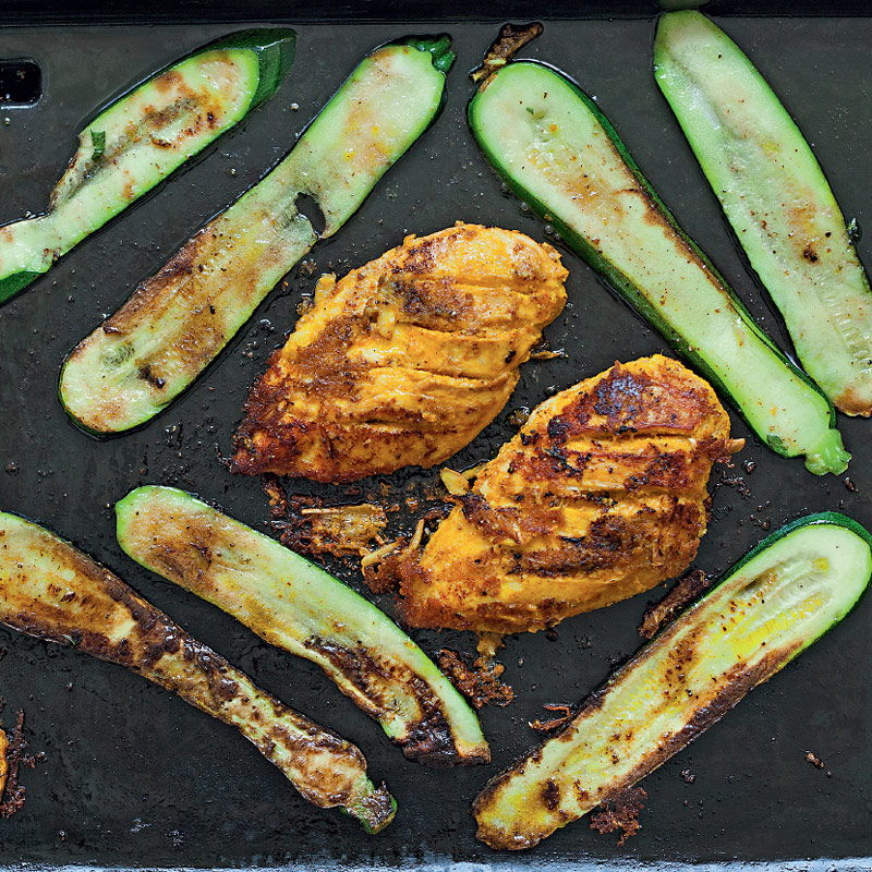 Poulet au gingembre courgettes