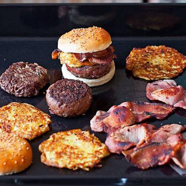 Bacon burger, röstis aux herbes